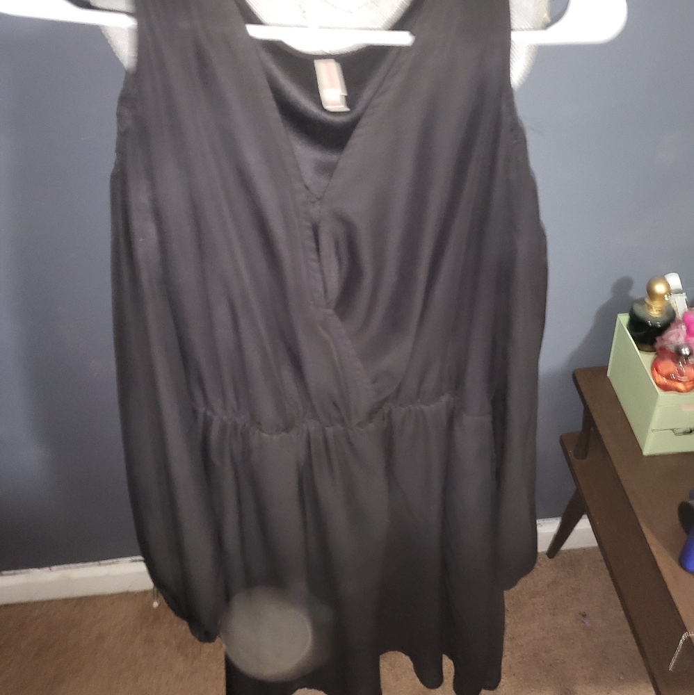 Cold shoulder dress with sheer sleeves